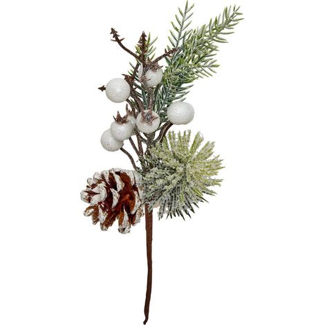 Rama decorativa navideña con abeto y bayas. Altura: 27 cm - Atmosphera créateur d'intérieur (1/5)