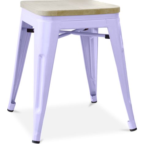 Hocker im Industriedesign - Holz & Metall - 45cm - Stylix Lavander