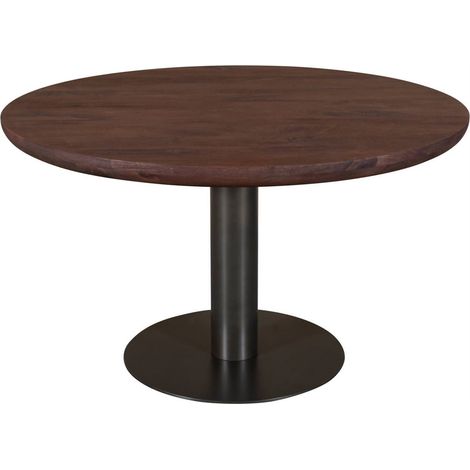Table à manger ronde en manguier et fer - marron épicé (1/5)