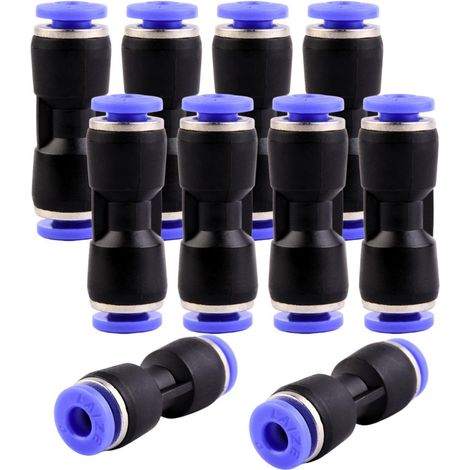 Lot de 10 Raccord pneumatique, Push In 4mm, Droit, Air comprimé, Industrie (1/5)