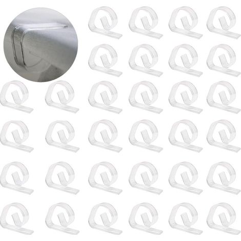 Lot de 32 pinces à nappe transparentes en plastique, coupe-vent, pour Noël, mariage, intérieur, extérieur, camping, pique-nique (1/5)