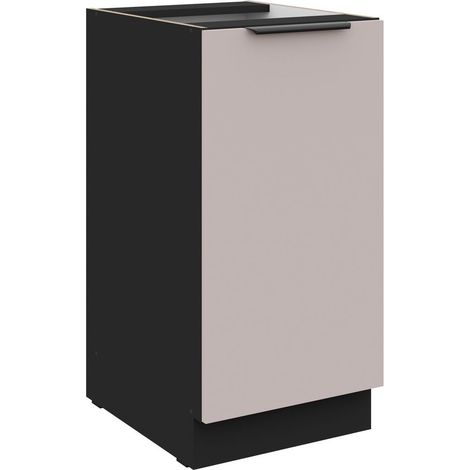 Küchen Unterschrank 40 cm Küche ARONA Kaschmir beige matt + Schwarz matt Küchenzeile Küchenblock Küche Einbauküche (1/5)