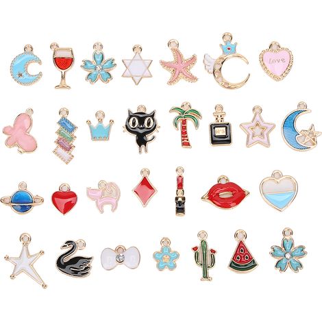 Ensemble de 30 pièces en alliage, pendentif à effet d'huile, accessoire pour cheveux, bracelet et collier, accessoire DIY, matériel de bricolage en forme de noix de coco. (1/5)