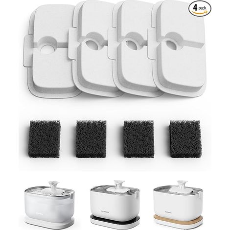 Filtre Fontaine Eau Chat, Pack de 4 Filtres de Remplacement pour Dockstream Fontaine à Eau pour Chat PLWF005, PLWF115, PLWF105, Filtre avec Filtration Verticale pour Fontaine a Eau Chat (1/5)