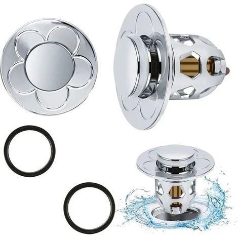 2 Pièces Bonde de Lavabo Universel Pop Up,Bonde de Lavabo Pop-Up avec Filtre Anti-Clogging,Flitre de Vidange Anti-Bloqué,Bouchon B (1/4)