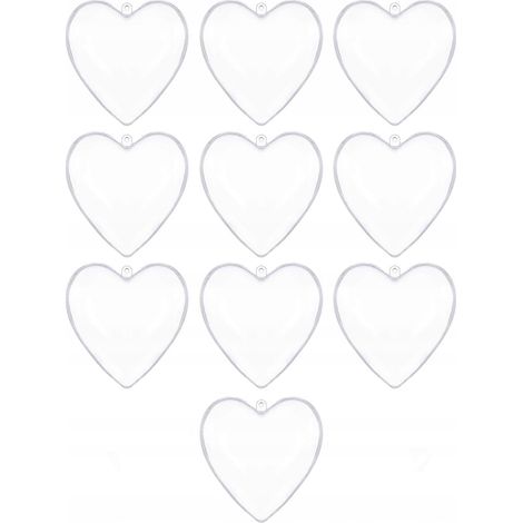 PALLINE ACRILICHE CUORI TRASPARENTI PALLINA CUORE PLASTICA DECO 7cm 10pezzi (1/5)