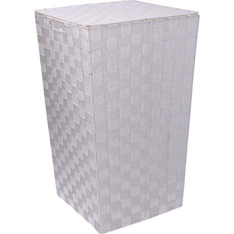 Cesta Portabiancheria Quadro 33x33xh53 cm in Poliestere Bianco (1/3)