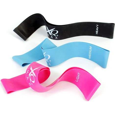 LUXTRI Set di fasce fitness con 3 livelli di resistenza light, medium e heavy Bande elastiche in 100% lattice, rosa, blu, nero