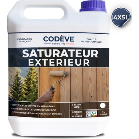 Saturateur Bois Exterieur - 4x5 L - Codeve Bois - Non Filmogène Pour Bois Extérieurs Soumis Aux Uv Et Intempéries.