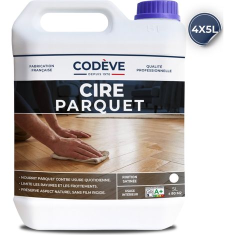 Cire Parquet - 4x5 L - Codeve Bois - Noyer - Pour L'entretien De Votre Parquet, Plancher, Escalier Ou Autre Sol En Bois.