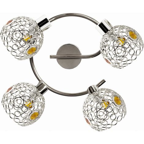 Plafoniera Candellux Aron 4xG9 cromo gialla metallo cristallo (1/2)