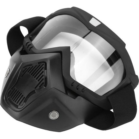 Lunettes de moto, lunettes de protection pour casque de vélo, lunettes de protection contre le vent et le sable pour moto (verres transparents antibuée) (1/5)