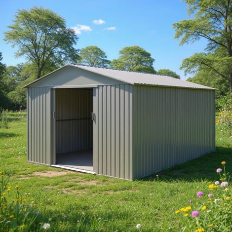 Cobertizo de jardín de metal – 10x14 - 13,5 m² – Antracita