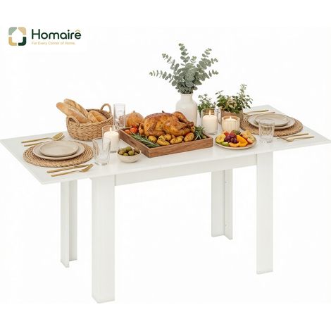 Weißer Esstisch mit ausziehbarem Bett aus weißem Holz 180 x 80 x 75 cm HOMAIRE (1/5)