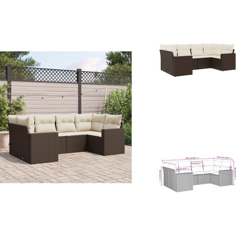 Salon de jardin avec coussins 6 pcs marron résine tressée - Ensemble Salon De Jardin - Meuble De Jardin - Salon Extérieur - Canapé Jardin - Résine Tressée (1/3)