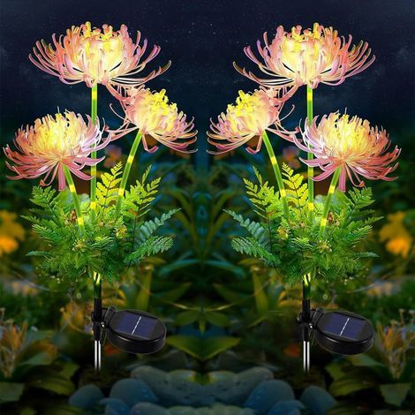 Lampe Solaire Extérieure Décorative 2 PCS LED Fleur pour Jardin et Patio - Étanche