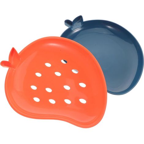 Corbeille à fruits double égouttoir rouge, 27,5 x 20,5 x 3,5 cm, lave-légumes et plateau, cuisine, plastique (1/5)