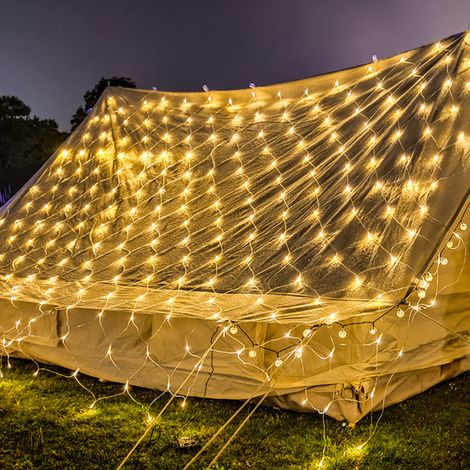 SWANEW Rete luminosa a LED Illuminazione a catena 8 modalità IP44 Festa di Natale all'esterno all'interno Bianco caldo 3x2M (1/5)