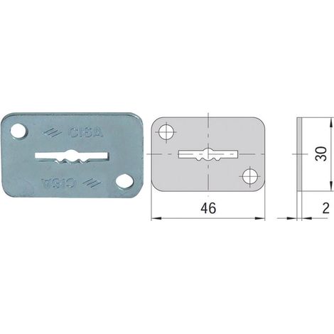 Bocchetta in acciaio zincato doppia mappa 06124 02 - mm.46x30, spessore mm.2 (06124020)