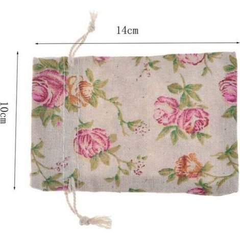 Lot de 50 Sachets de Toile de Jute en Lin, Petits Sacs en Tissu Sachet Coton 10 x 14cm Sac Toile de Jute Pochette Tissu Cordon Sa (1/4)