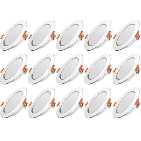 Spot LED Encastrable, Ultra Plat, Spot LED Encastrable Plafonnier Intérieur, Downlight Rond Fin, 5W Equivalent à 40W Incandescent, Blanc Froid 6000K, Pour Salon, Cuisine, Paquet de 15 (1/5)