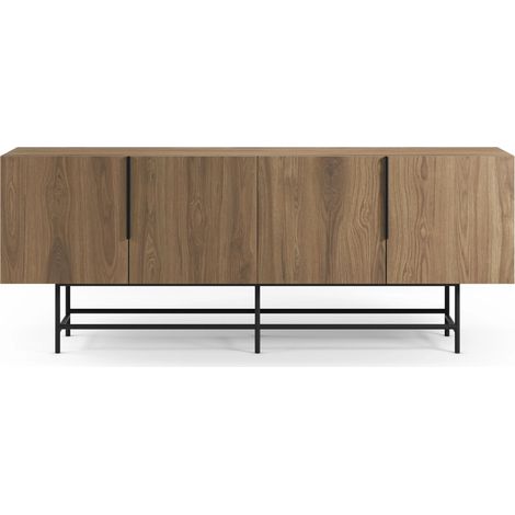 SOMA - Buffet 4 portes 200 cm en mélamine - Chêne clair