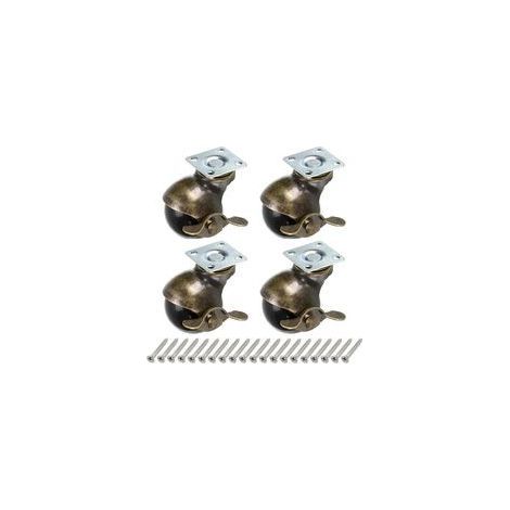 Pcs Roulettes pivotantes à plaques, 40 mm roulettes pour meubles avec freins, roulettes à billes antiques, remplacement pour meubles, commodes, coffres de stockage, tables basses (1/5)