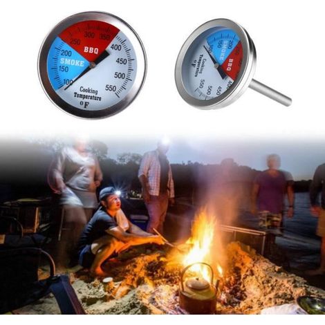 Thermomètre 2in BBQ Grill Fumeur Barbecue Outil de jauge de température 100F-550F (1/4)