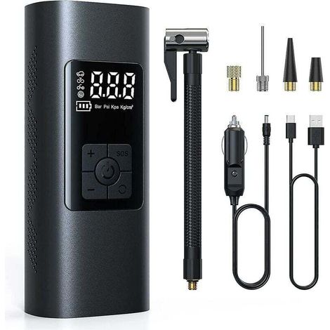 Gonfiatore per pneumatici ricaricabile senza fili con batteria da 6000 mAh - Pompa ad aria elettrica portatile per auto e bicicletta, con spegnimento automatico.