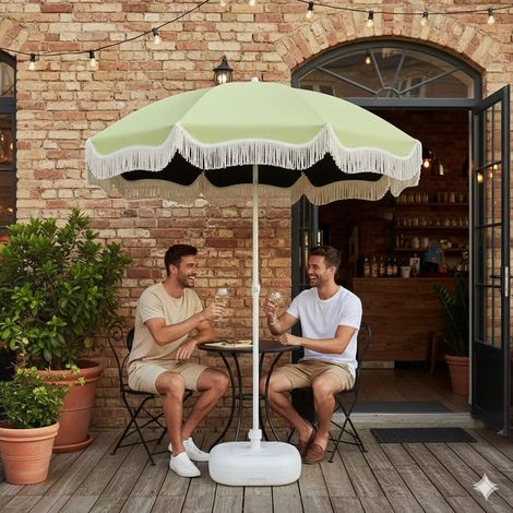 Parasol à franges, parasol de plage, parasol d'extérieur, accessoire d'ombrage, base non incluse, style raffiné, idéal pour les jardins et la plage