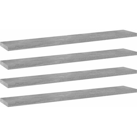 vidaXL Ripiani per Libreria 4pz Grigio Cemento 60x10x1,5cm