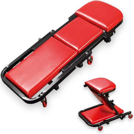 Carrello lettino sotto macchina da meccanico con 6 ruote modulabile lettino sgabello (1/5)