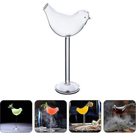 Lot de 4 verres à vin en verre à cocktail en forme d'oiseau (transparent)