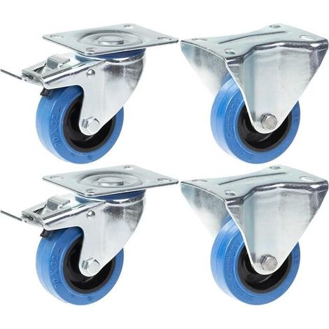 Wheels - 80 mm - Set of 4 - Brake - Capacity 560 kg