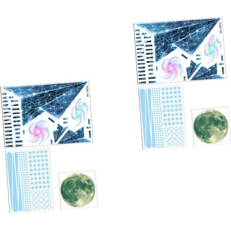 2 Ensembles Autocollants Muraux Lumineux de Décalcomanies et Avion pour Chambre Garçon Fille Décoration Thème Spatial (1/5)