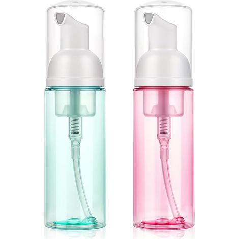 2 distributeurs moussants vides 60 ml (2 oz), plastique transparent, rechargeables pour voyage, visage, cils ou mains (1/5)