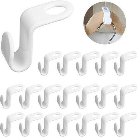 20 platzsparende Garderobenhaken (weiß), ideal für Kleiderschränke, Abstellräume und Aufbewahrungsmöglichkeiten. Diese selbstklebenden Haken sind platzsparend und miteinander kombinierbar.