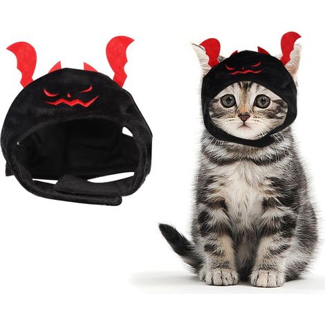 Costume de diable d'Halloween pour chat et chien - Chapeau de diable pour animal domestique - Chapeau de diable réglable pour fête d (1/5)