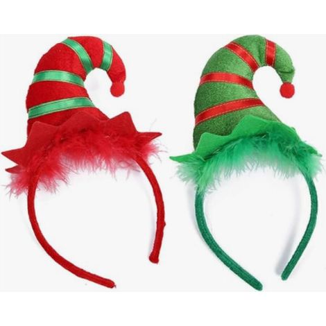 Paquet de 2 bandeaux de chapeau de lutin de Noël, Elf Hat Hair Hoop Bande de de Noël Enfants Chapeaux pour adultes pour la fête de Noël Déguis (1/5)
