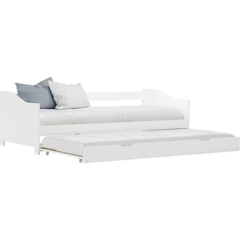 Lit banquette 2 couchages pin massif blanc Sacha 90x200 cm (1/5)
