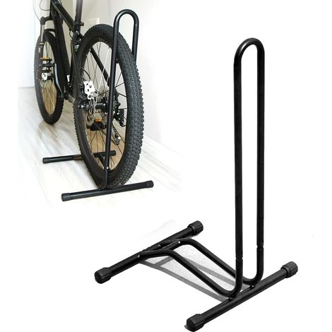 Support de sol autoportant pour vélo - Support de stationnement vertical pour vélo de montagne, vélo de route, vélo avec diamètre de roue maximum 73,6 cm (1/5)