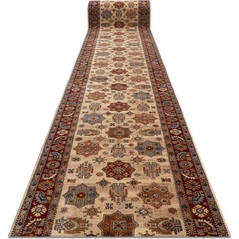 KESHAN Wolle Läufer 7683/53555 Orientalisch, Rahmen Beige / terrakotta - 100cm beige 100x220 cm