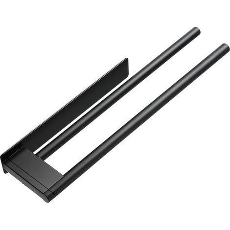 Toallero sin taladro - negro - barra para toallas mate - acero inoxidable para baño - toallero de baño - toallero autoadhesivo - doble - 39 cm (1/5)