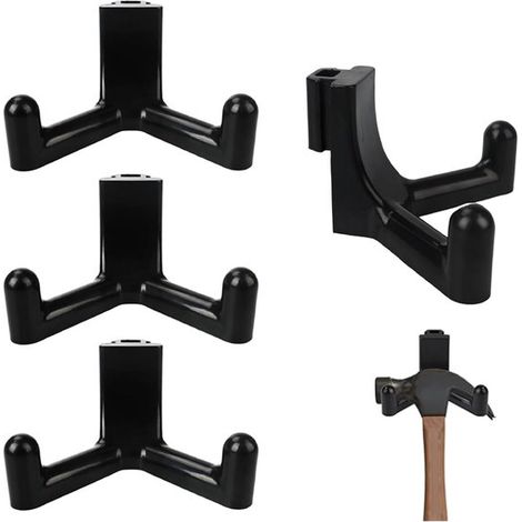 5er-Pack schwarzes Wandhalterungssystem mit Doppelhaken für Gartengeräte und Geräteschuppen (1/5)