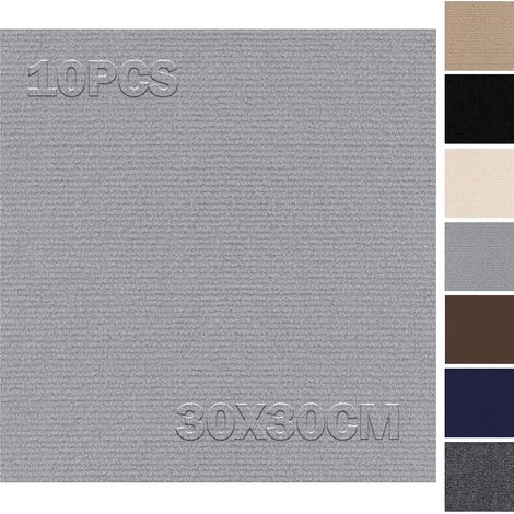 Dalles de moquette autocollantes 30x30cm - Lot de 10 - 0,9m² - Tapis de sol, dalles de moquette pose libre, dalles de moquette avec support arrière, revêtement de sol pour commerce, appartement (1/5)