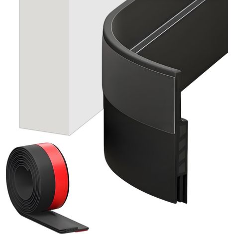 Isolierender Türzugstopper, Kältedichtungsband für Türen, selbstdichtendes elastisches Silikon, leicht zuschneidbar, wärmeisolierend, winddicht, schalldicht und wasserdicht (1 m x 5 cm, Schwarz)