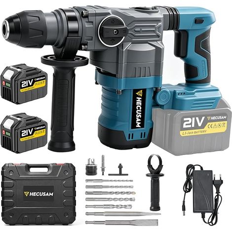 8J SDS Plus Marteau de Démolition, 3000W Moteur sans balais, Perforateur sans fil avec 2 batteries de 4,5 Ah, embrayage de sécurité et Anti-vibration, Inclut Sac à Outils et Burins (1/5)