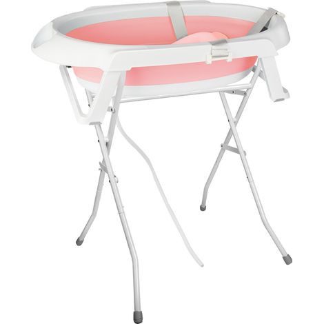 Haloyo® Baignoire Bébé Pliante pour 0-6 ans bébé, Baignoire Pliable, Baignoire Pliante Réglable, Avec support, 636084.5cm, Rose (1/5)