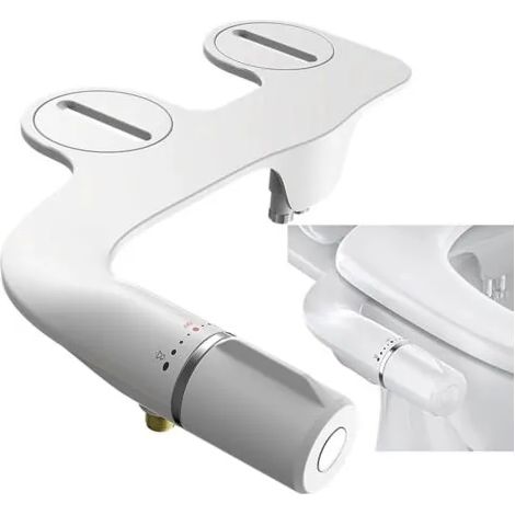 Nettoyeur de siège de toilette mince, facile à installer soi-même, pour douche, WC, bidet et nettoyage fessier, sans électricité, tuyau de raccordement de 100 cm. (1/3)