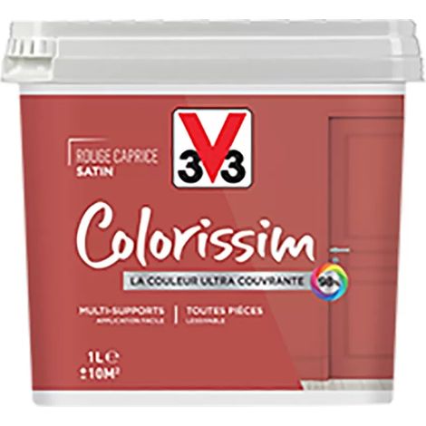 Peinture Multi-supports V33 Colorissim Satin Rouge caprice 1 L